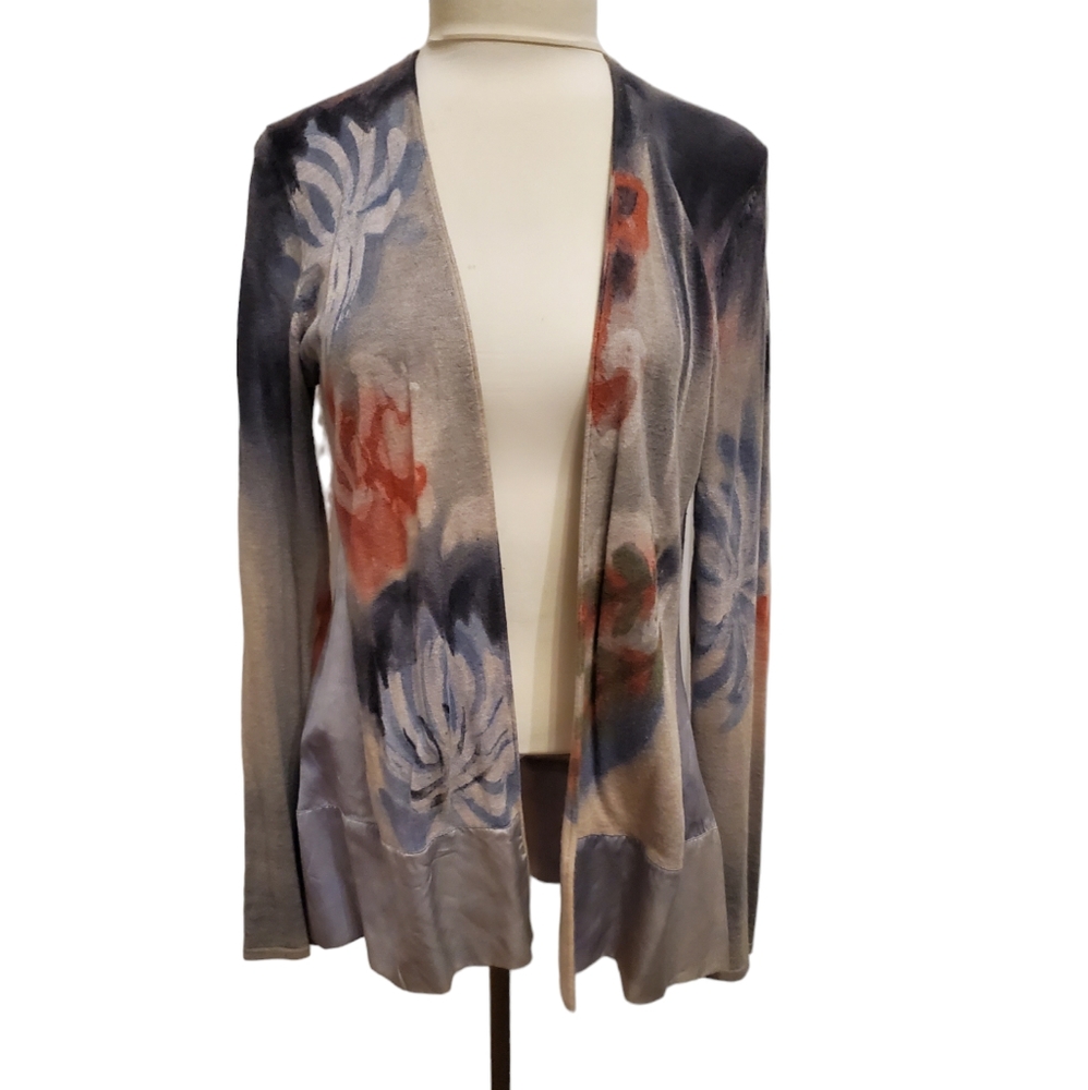Open Cardigan Watercolor Flowers